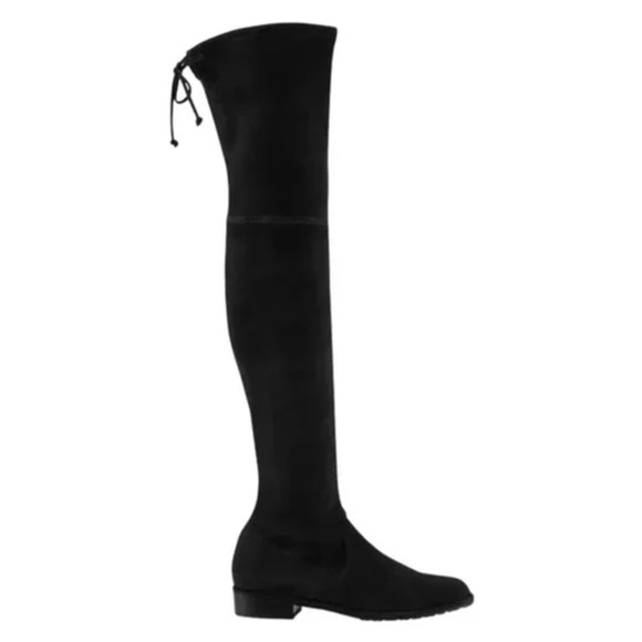 Stuart Weitzman Lowland Over The Knee Tie Boots Black Suede Size 8.5 - Picture 1 of 12